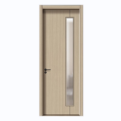 Factory Stained Interior Wood Door with Lite Opening and Factory Install Glazing