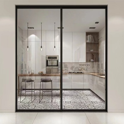 2 Panel Sliding Aluminum and Glass Interior Door