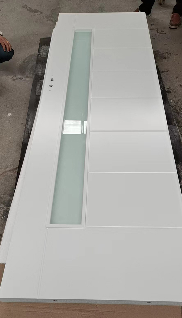 factory lite opening and glazing white lacquered wood door