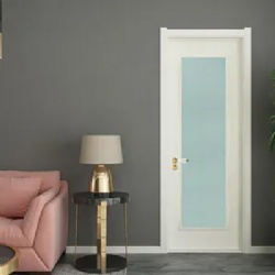 White Lacquered Interior Wood Door with Factory Lite Opening and Glazing